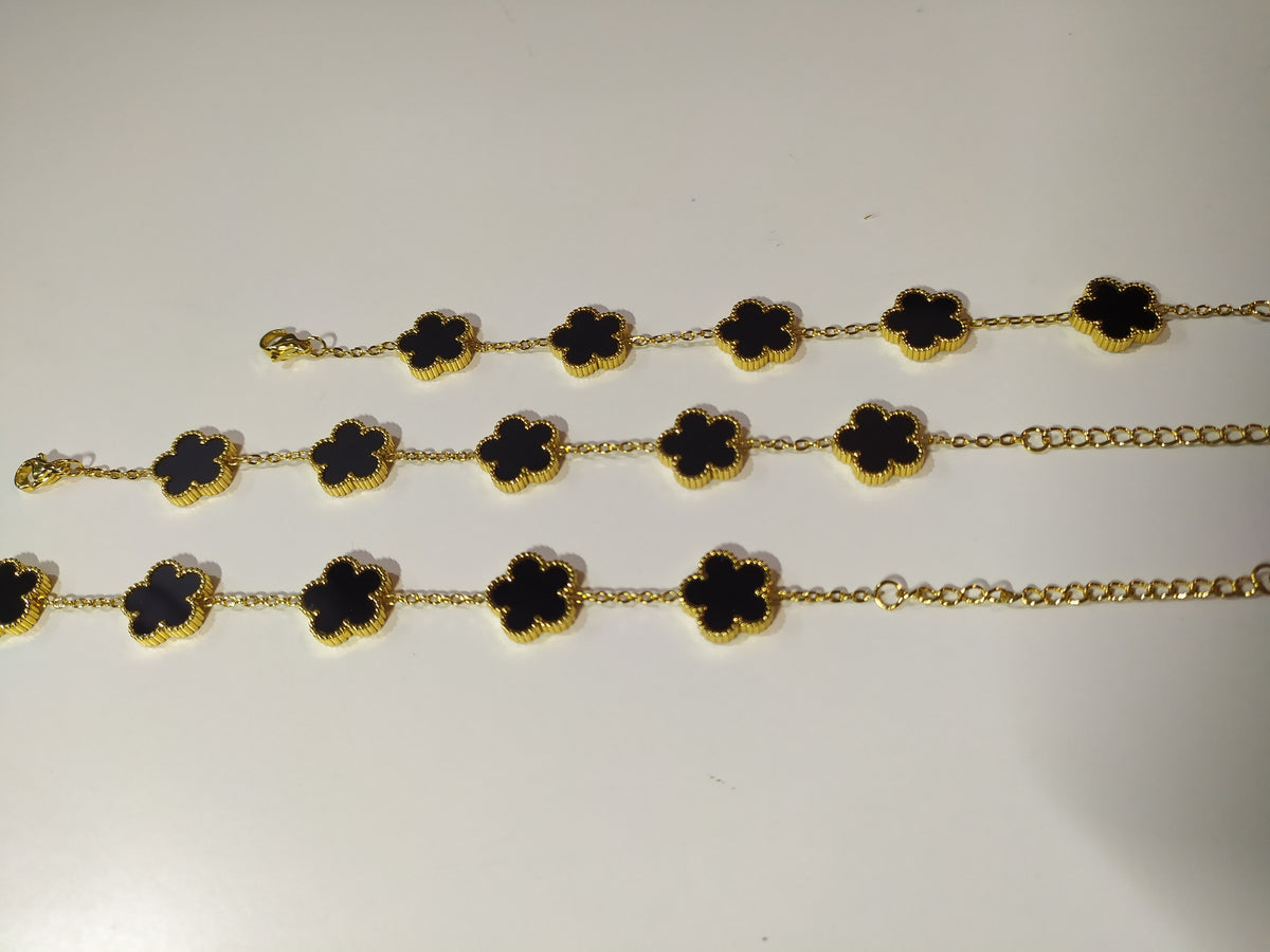 Pulsera trebol de cinco hojas negro - additional image 14