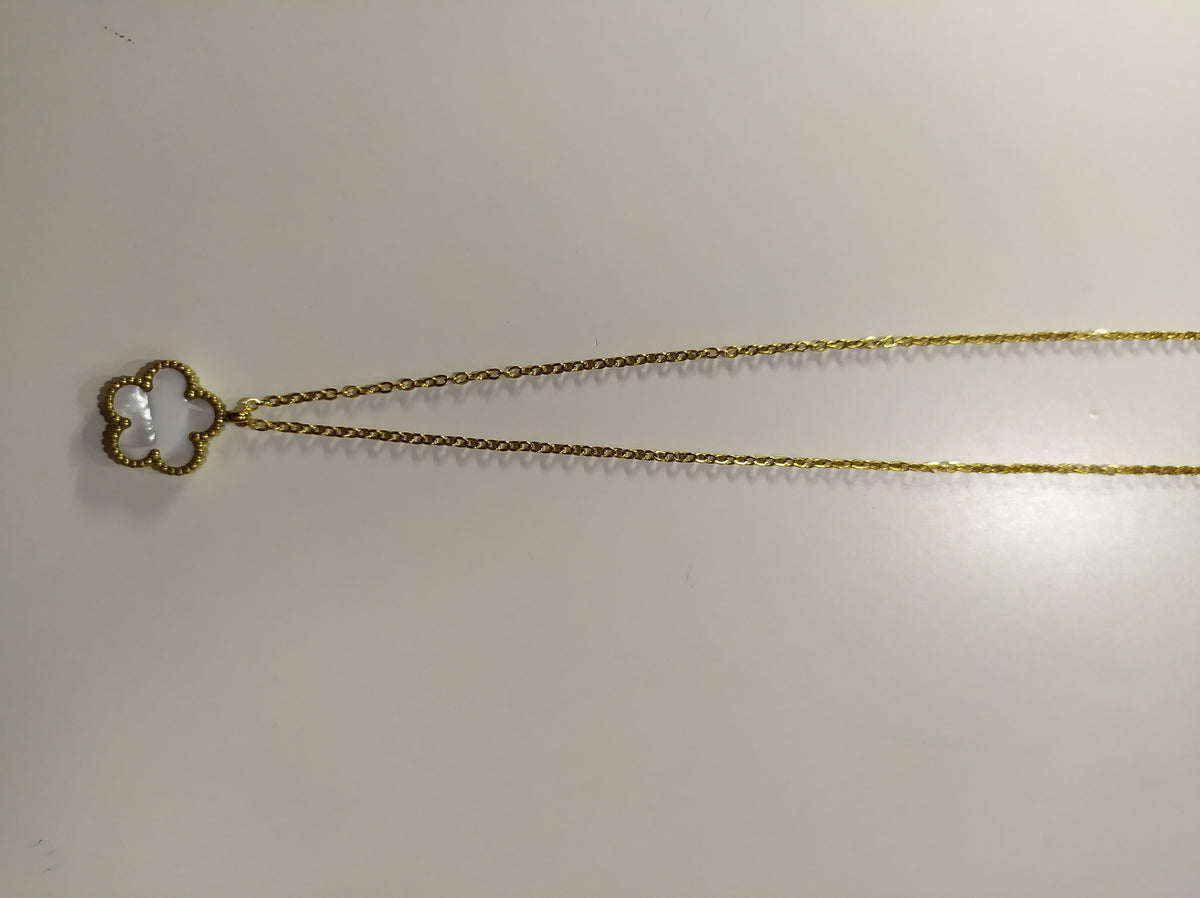 Collar con colgante trebol cinco hojas blanco - additional image 10